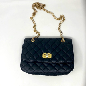 Express Black Quilted Flap Faux‎ Leather Handbag Shoulder Chain